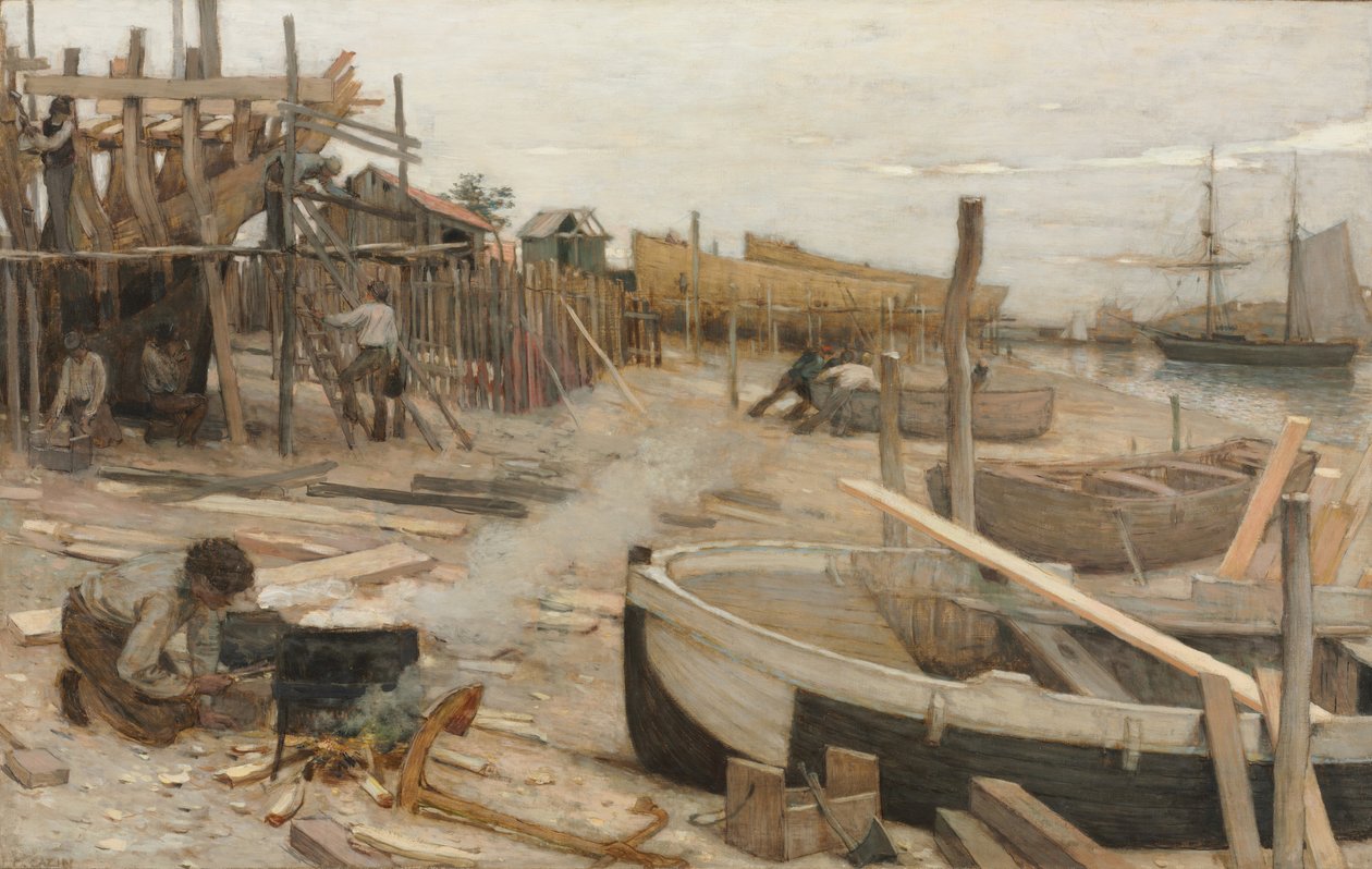 De Scheepswerf, c.1875 door Jean Charles Cazin
