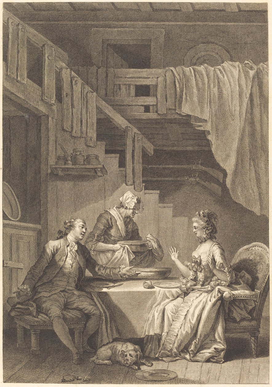 De valk door Jean Dambrun and Jean Baptiste Tilliard after Jean Honoré Fragonard