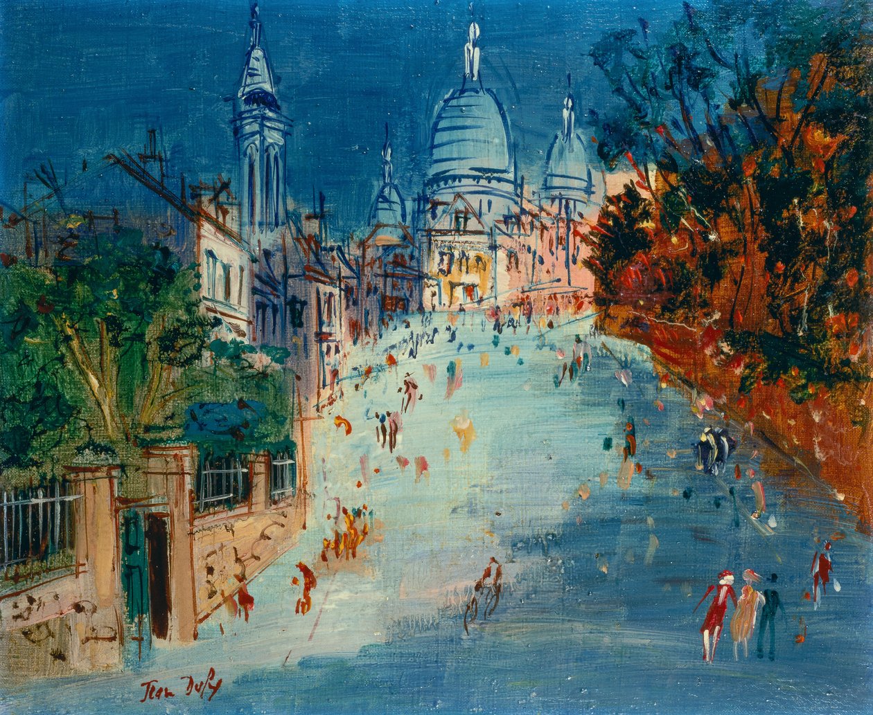 Een straat in Montmartre (olieverf op doek) door Jean Dufy