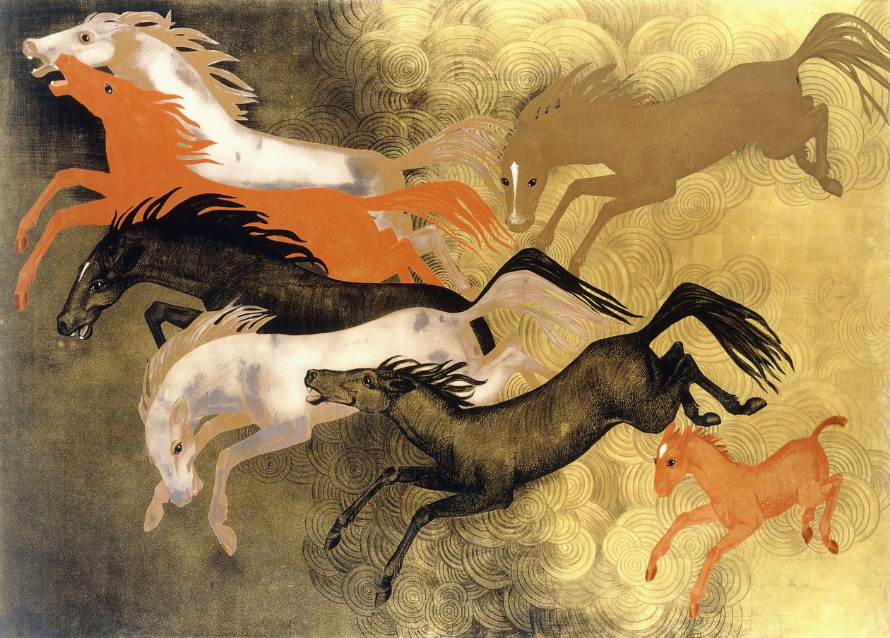 Dansende paarden, c.1950 door Jean Dunand