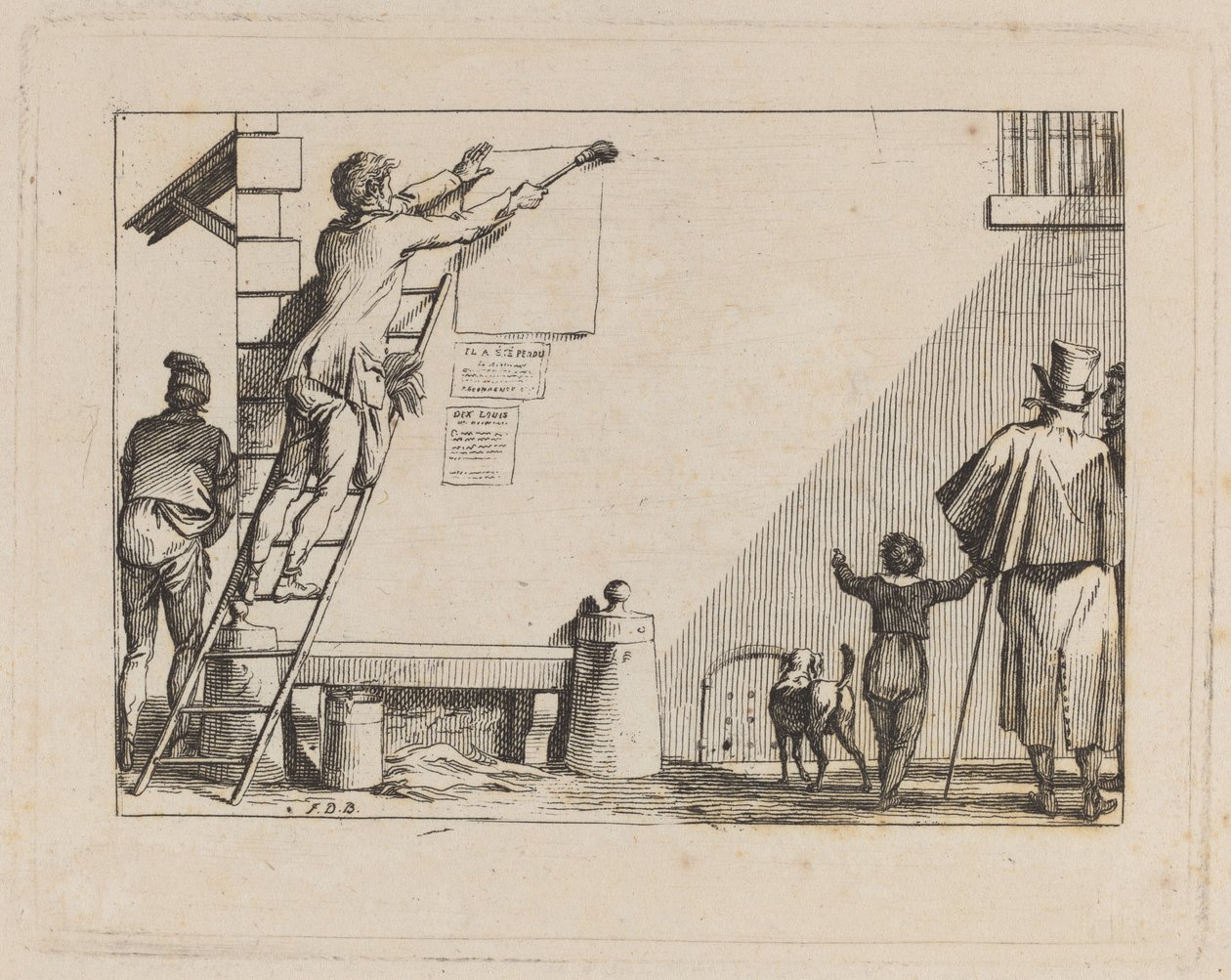 Straatscène door Jean Duplessis Bertaux