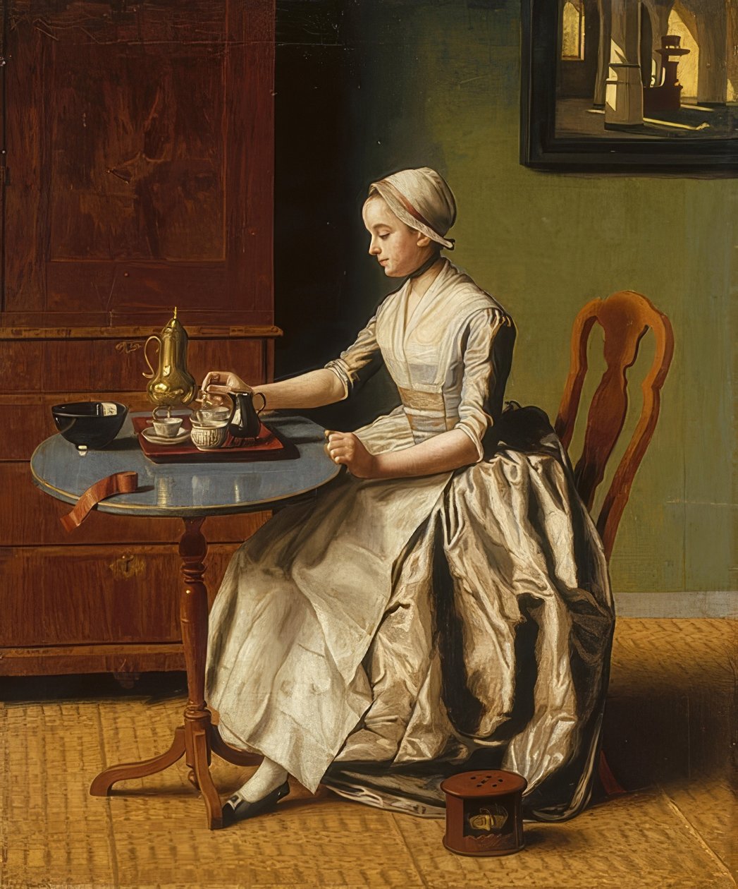 Het Chocolademeisje (La Chocolatière). Omstreeks 1745 door Jean Étienne Liotard