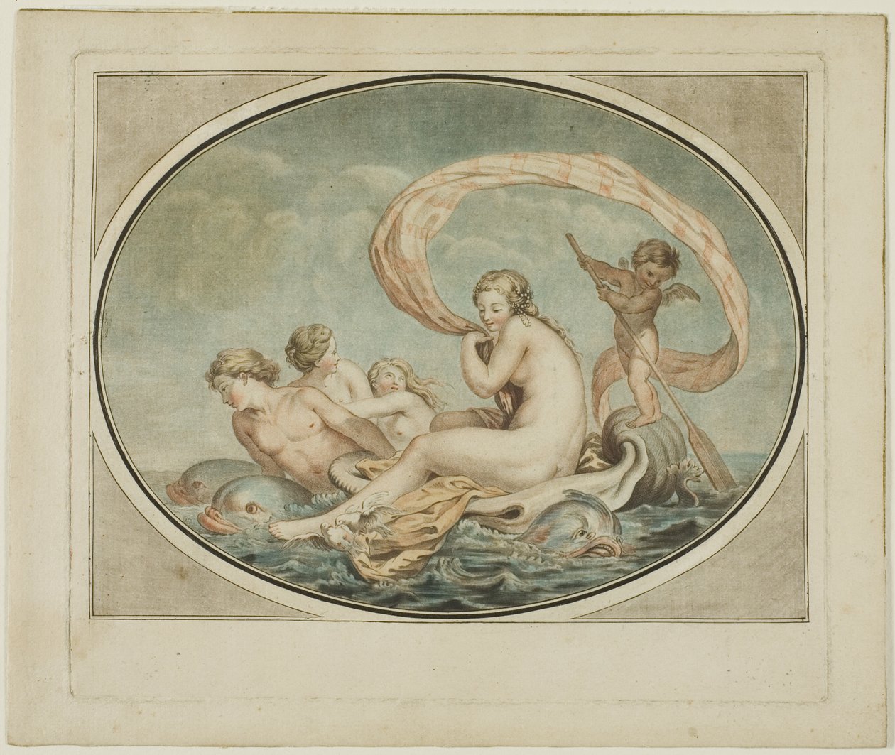 De strijdwagen van Galathee door Jean Francois Janinet