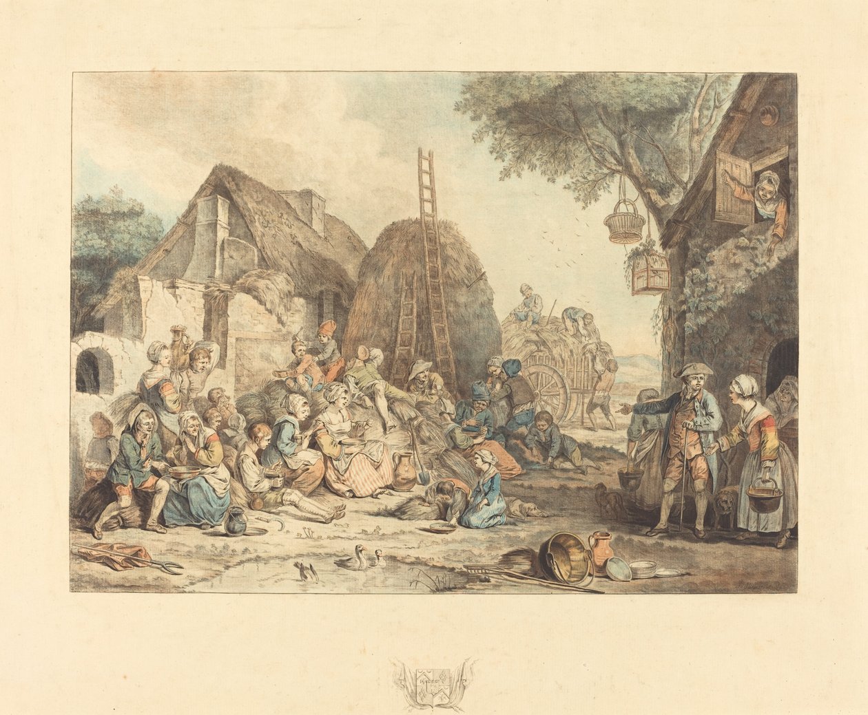 De lunch van de oogsters door Jean Francois Janinet