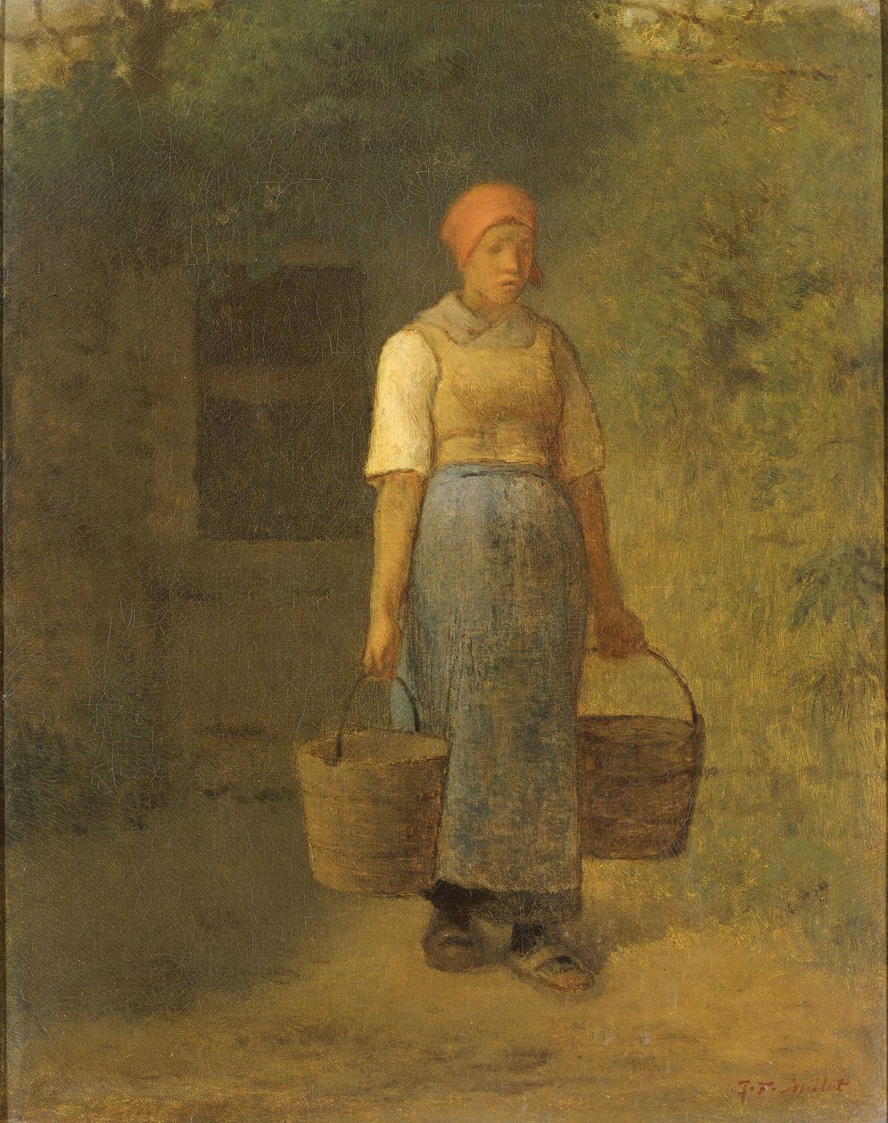 Meisje dat water draagt door Jean Francois Millet