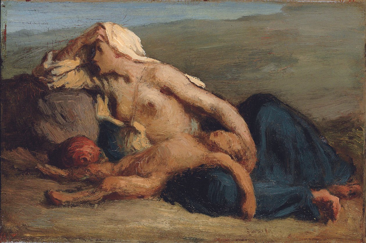 Hagar en Ismaël door Jean Francois Millet