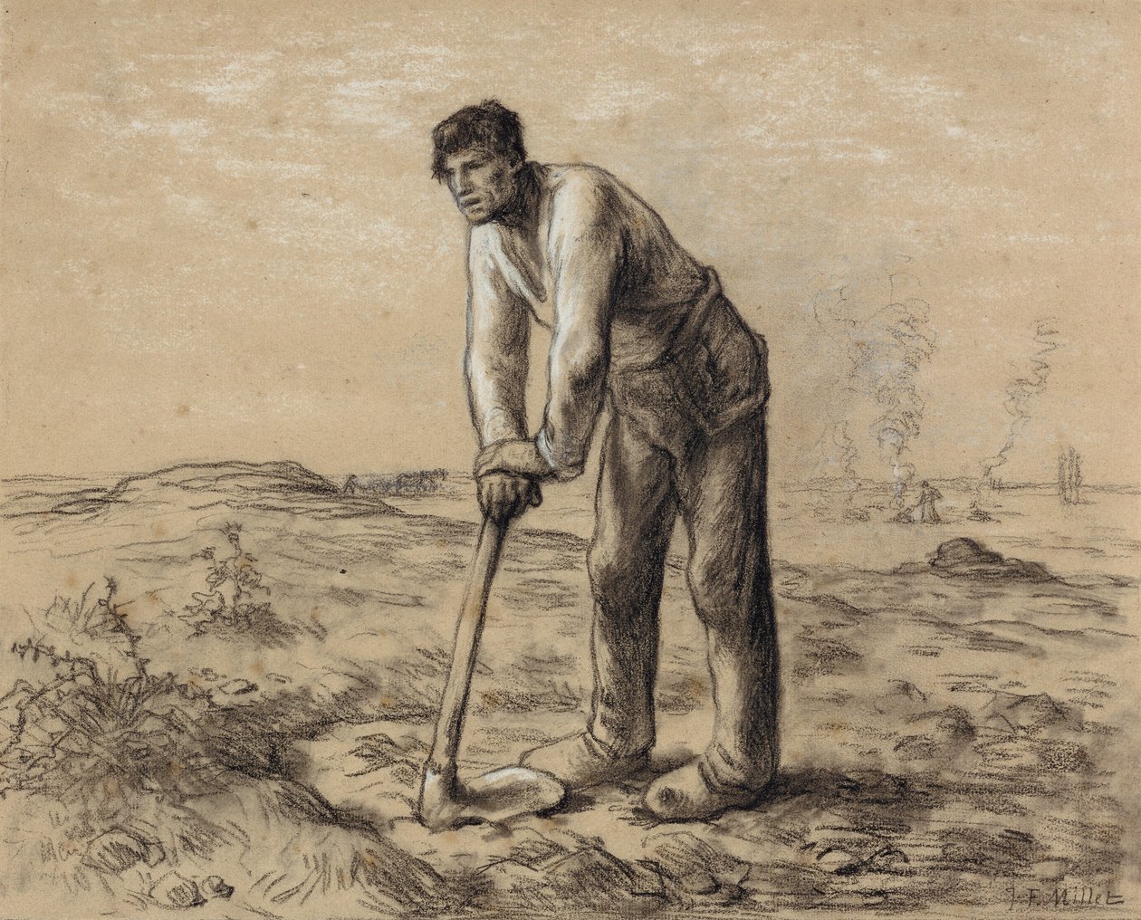 Man met schoffel door Jean Francois Millet