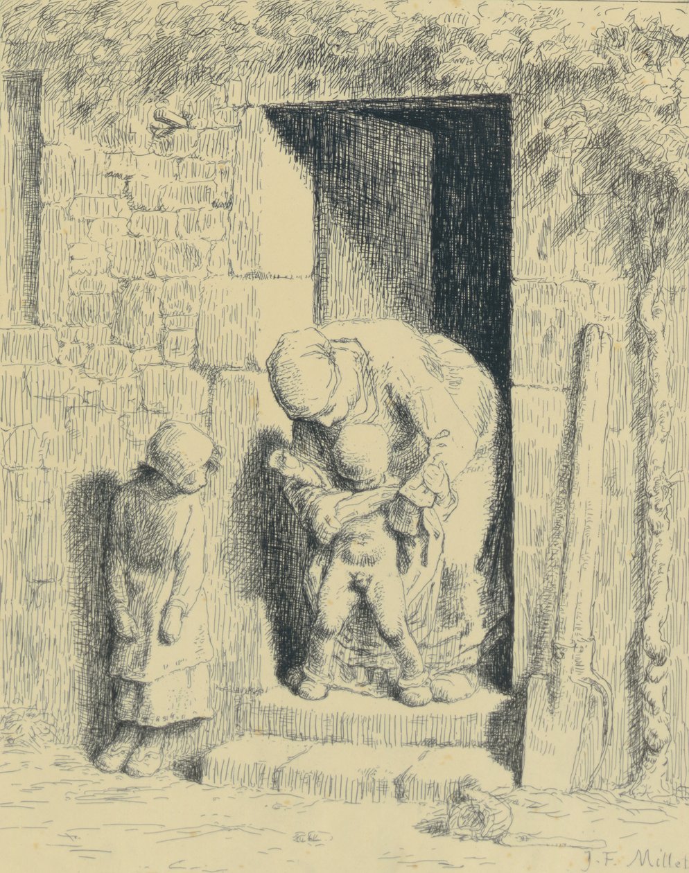 Moederzorg, 1862 door Jean Francois Millet