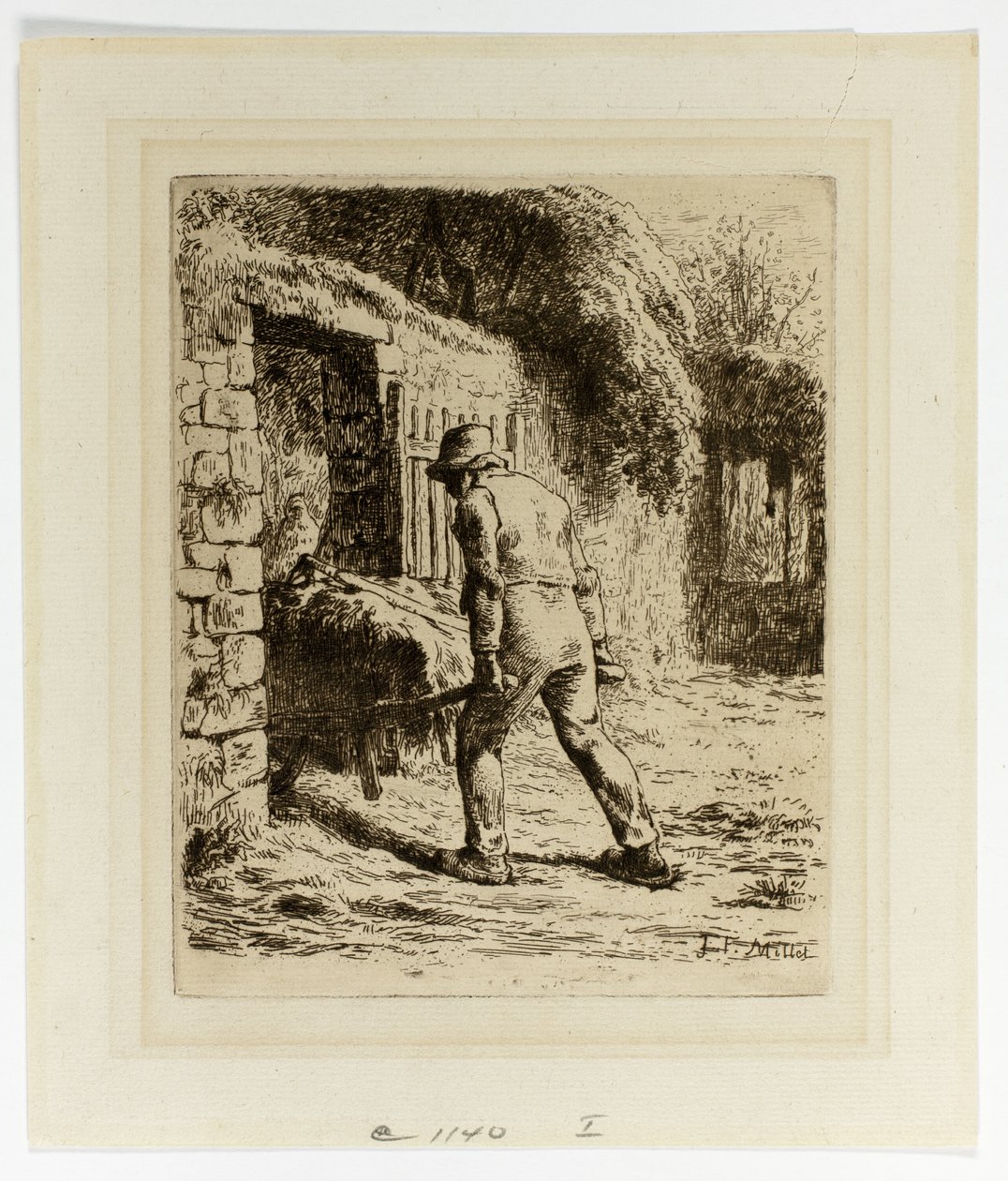 Boer met een kruiwagen door Jean Francois Millet