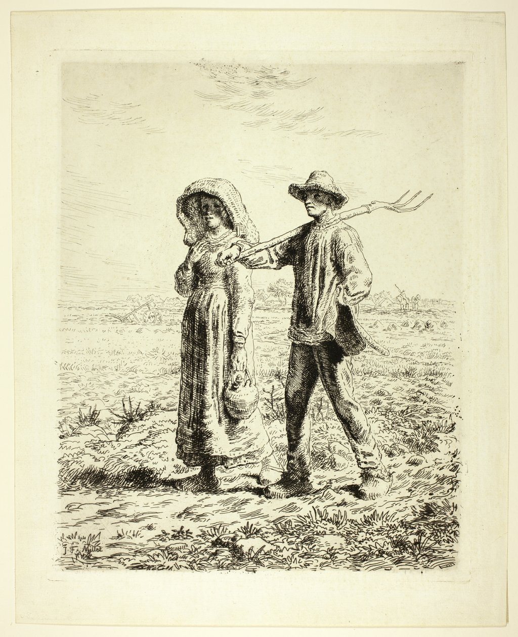 Boeren gaan aan het werk door Jean Francois Millet