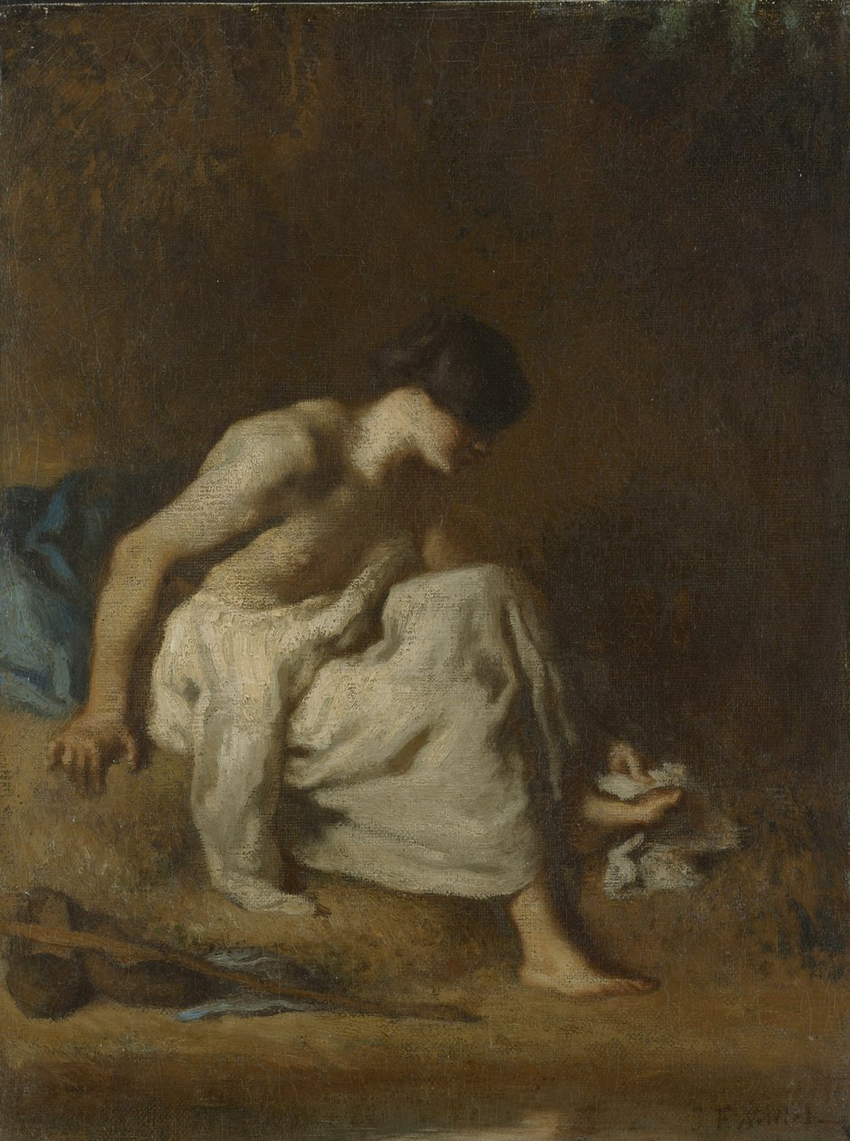De Baadster door Jean Francois Millet