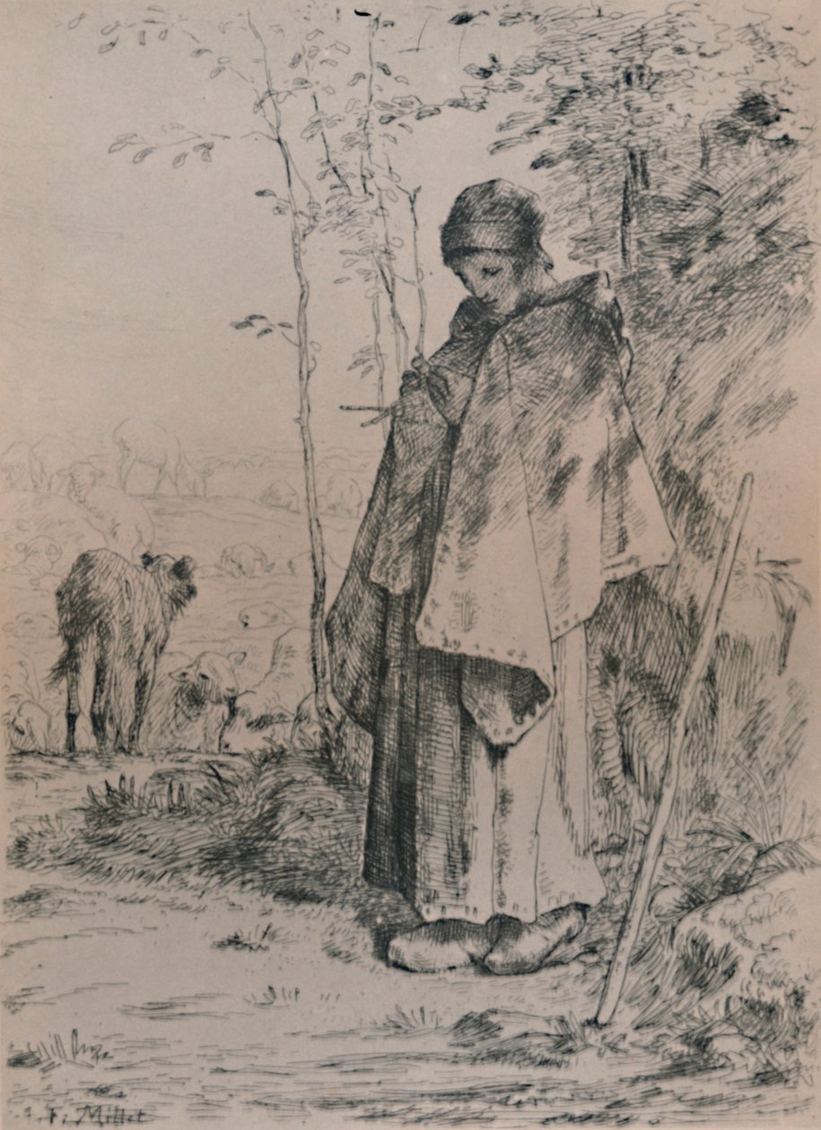 De Herderin door Jean Francois Millet