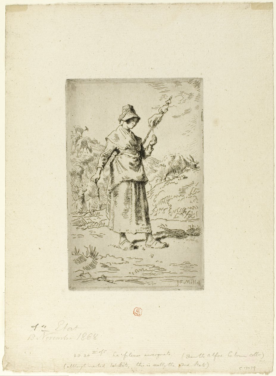 De spinner door Jean Francois Millet