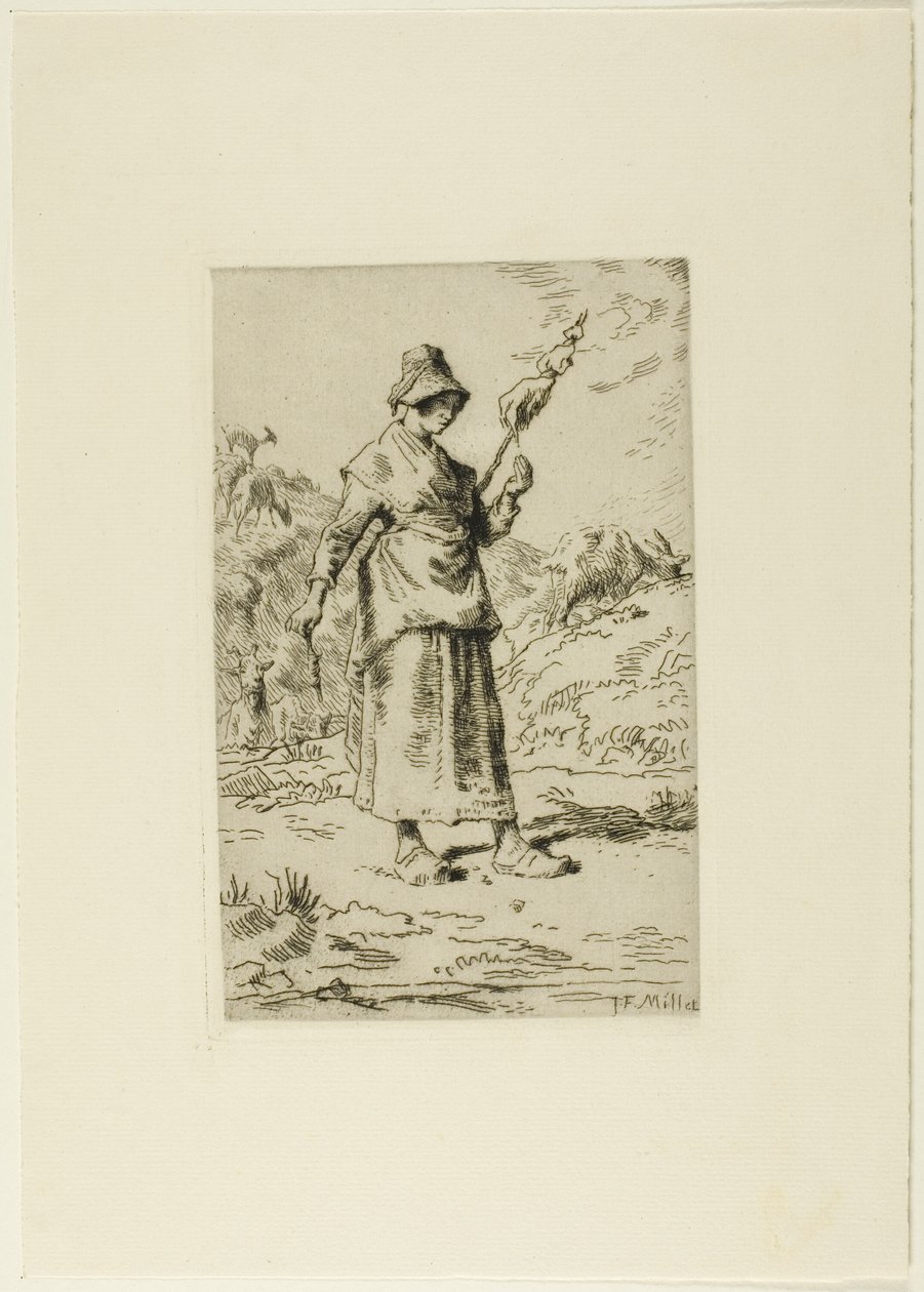 De spinner door Jean Francois Millet