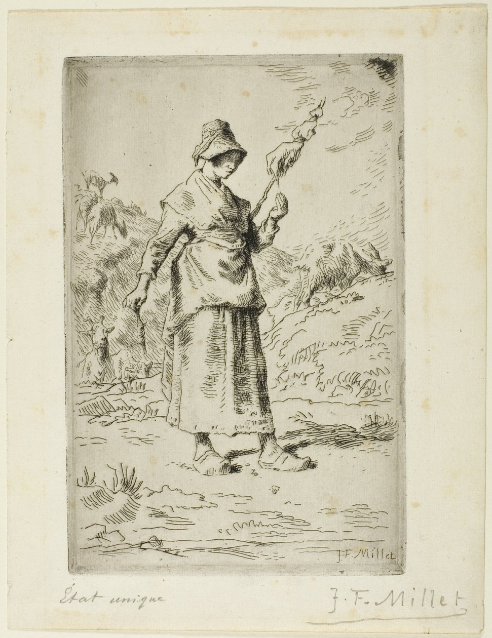 De spinner door Jean Francois Millet