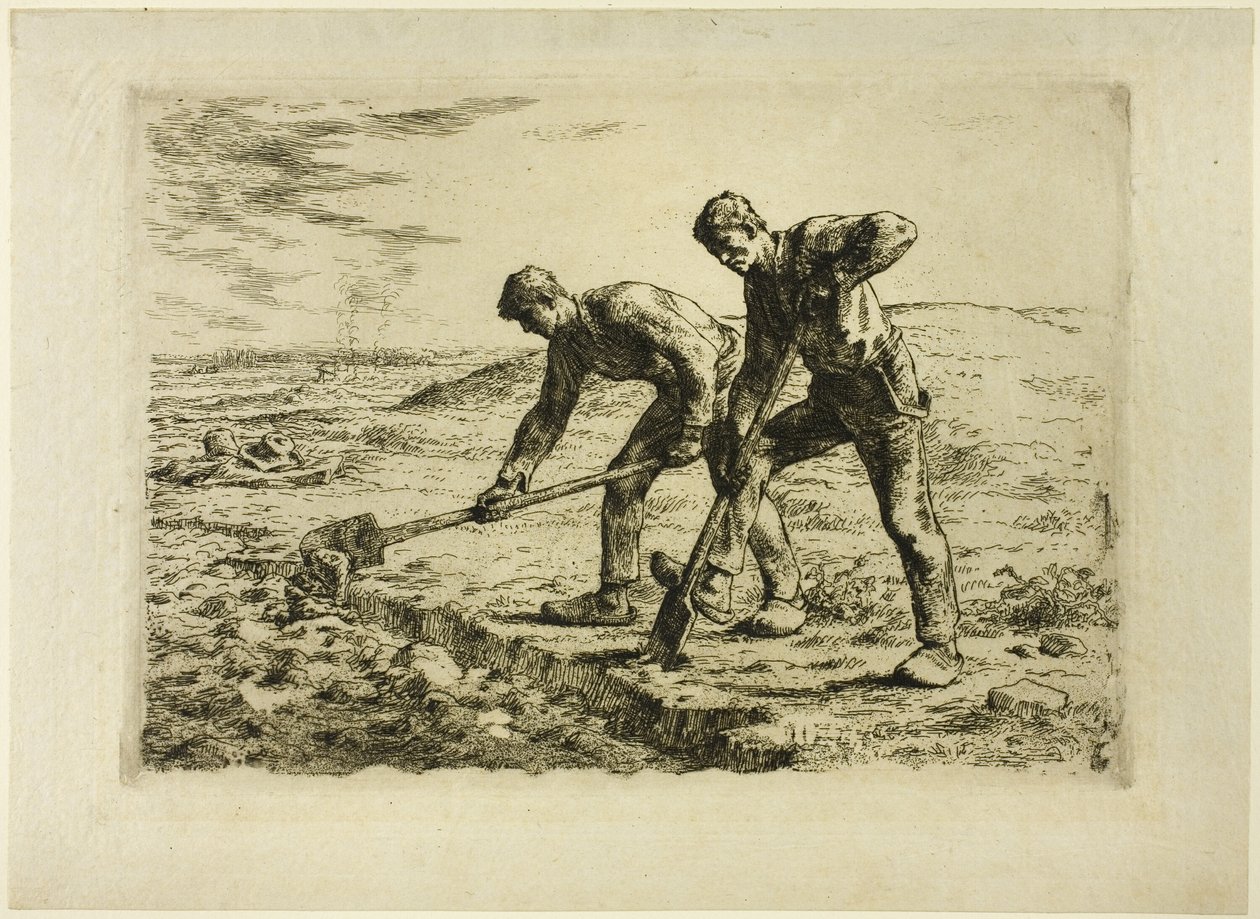 Twee Mannen Graven door Jean Francois Millet