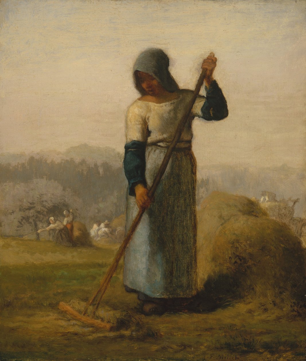 Vrouw met een hark door Jean Francois Millet