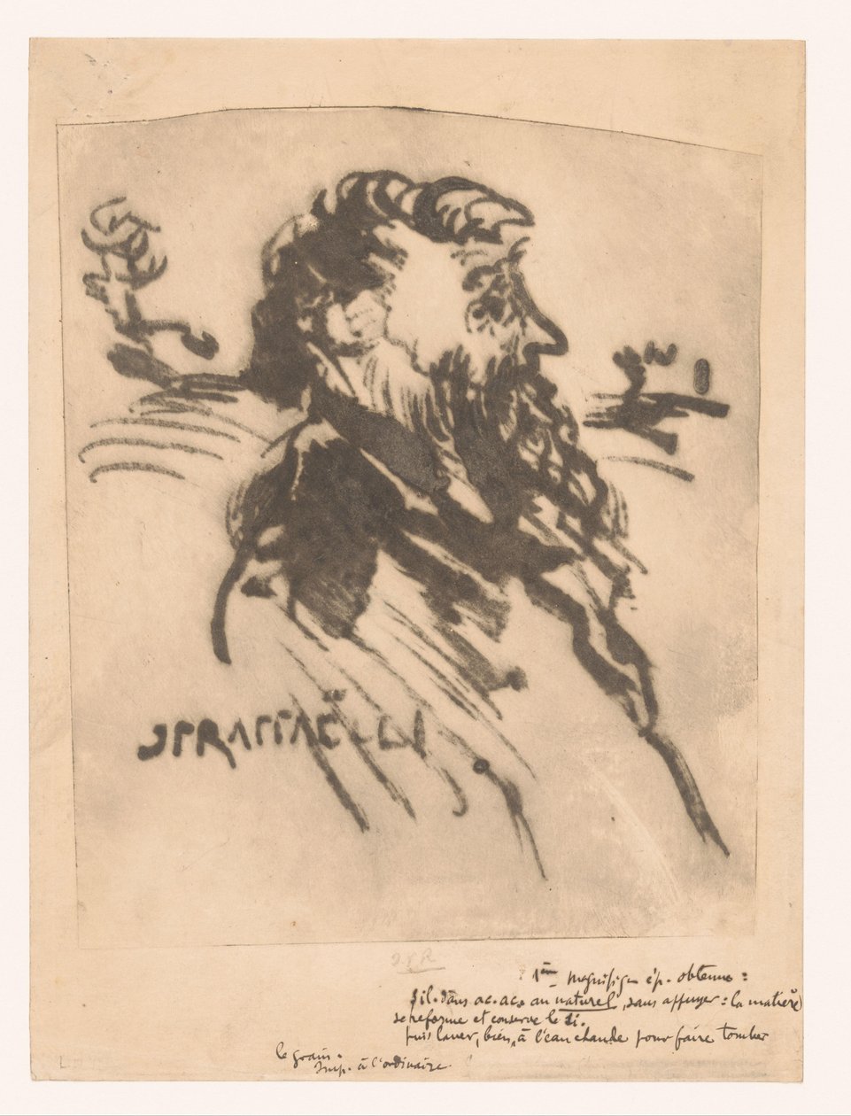Man met baard en profil door Jean Francois Raffaelli