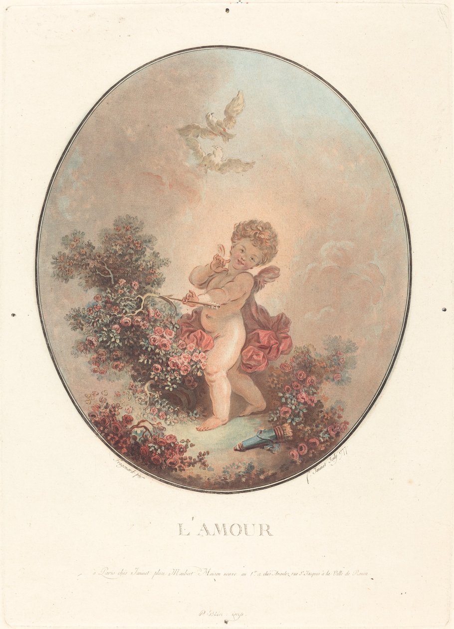De liefde door Jean François Janinet after Jean Honoré Fragonard