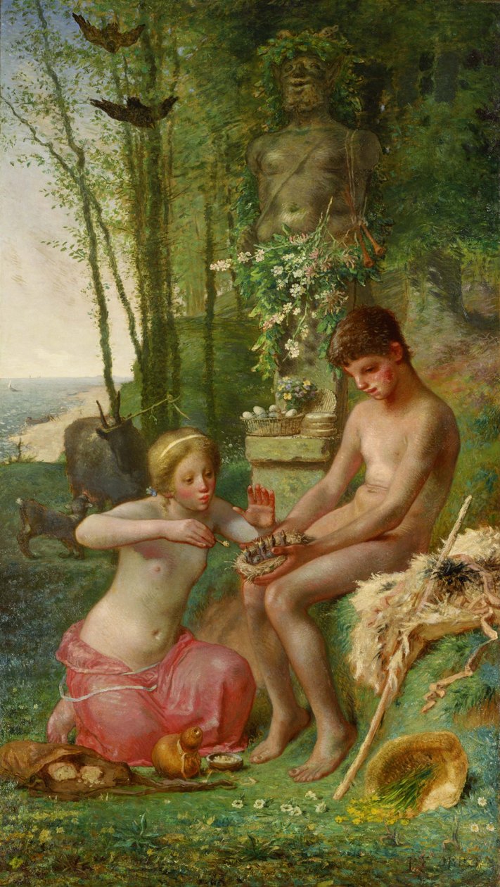 Lente (Daphnis en Chloë). door Jean Francois Millet