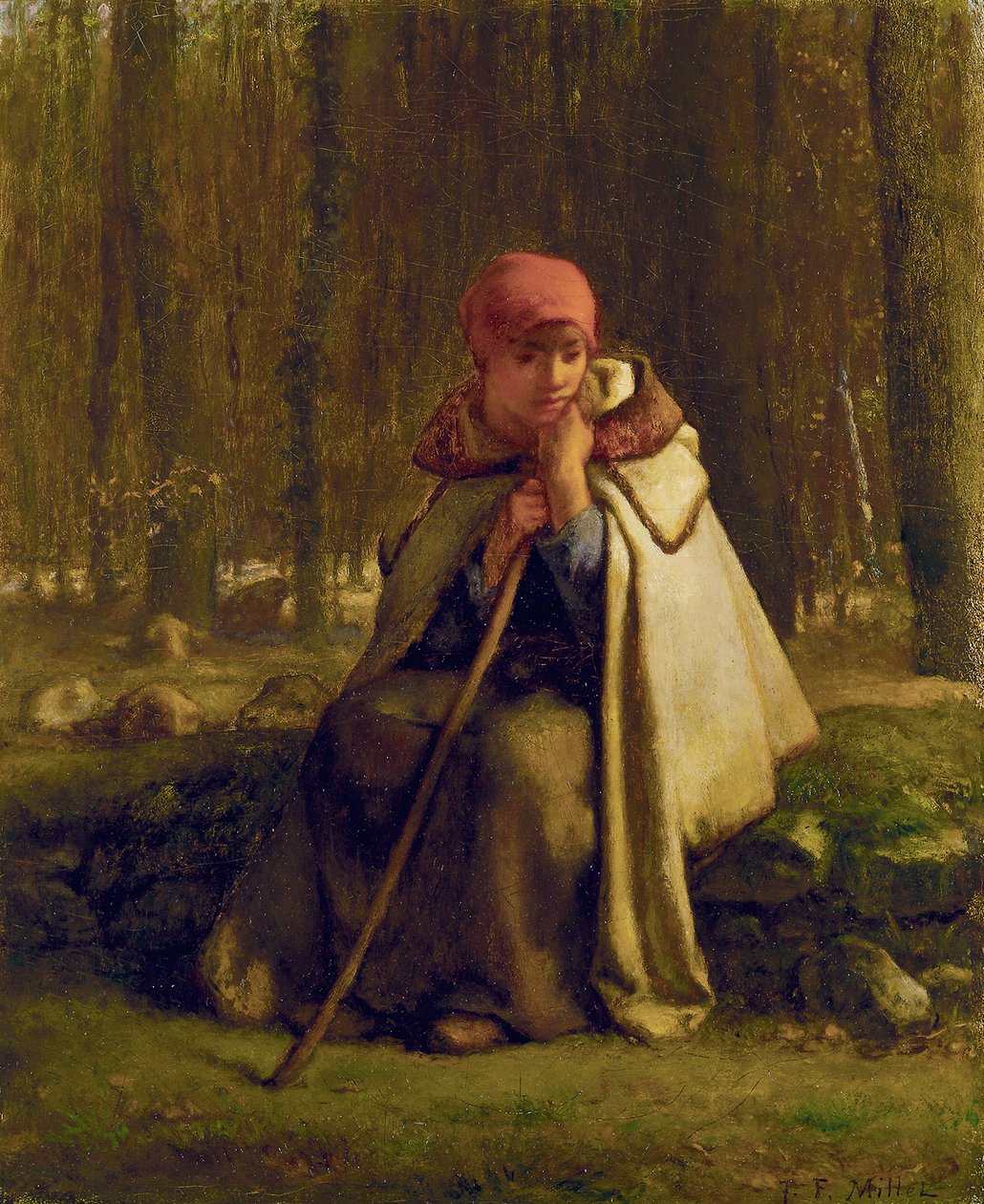 Frans:  Bergère assise Zittende Herderin door Jean Francois Millet