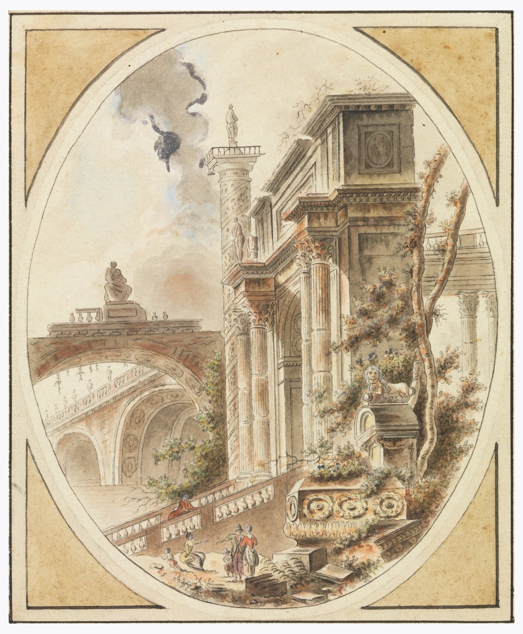 Fantasie van een architectonische ruïne door Jean Henry Alexandre Pernet