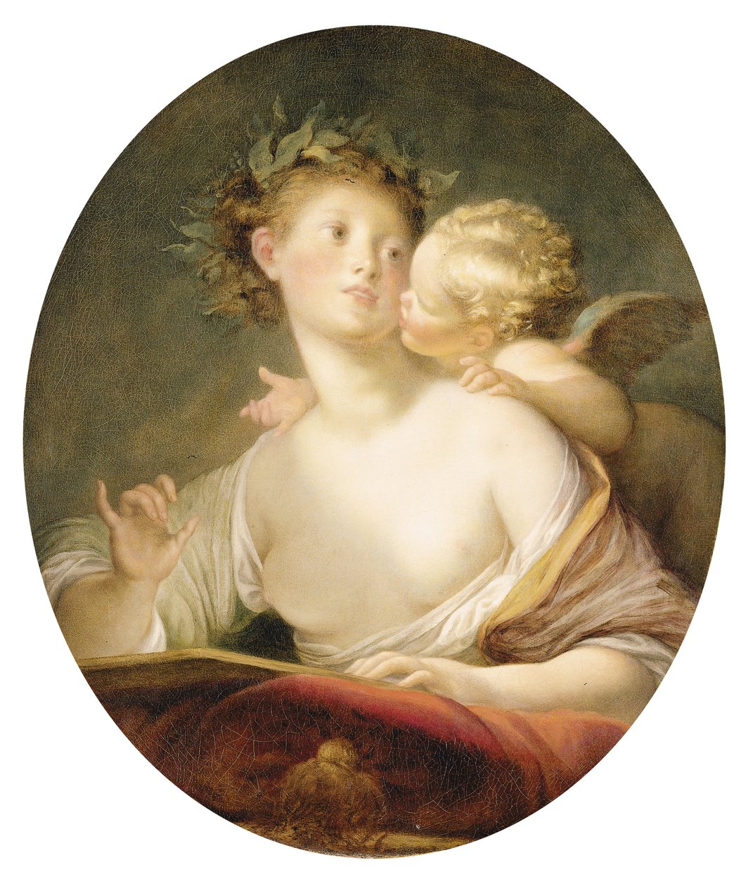 Sappho geïnspireerd door Cupido door Jean Honore Fragonard