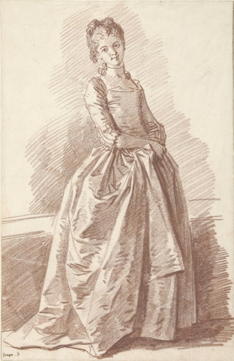 Staande jonge vrouw, aanziend door Jean Honore Fragonard