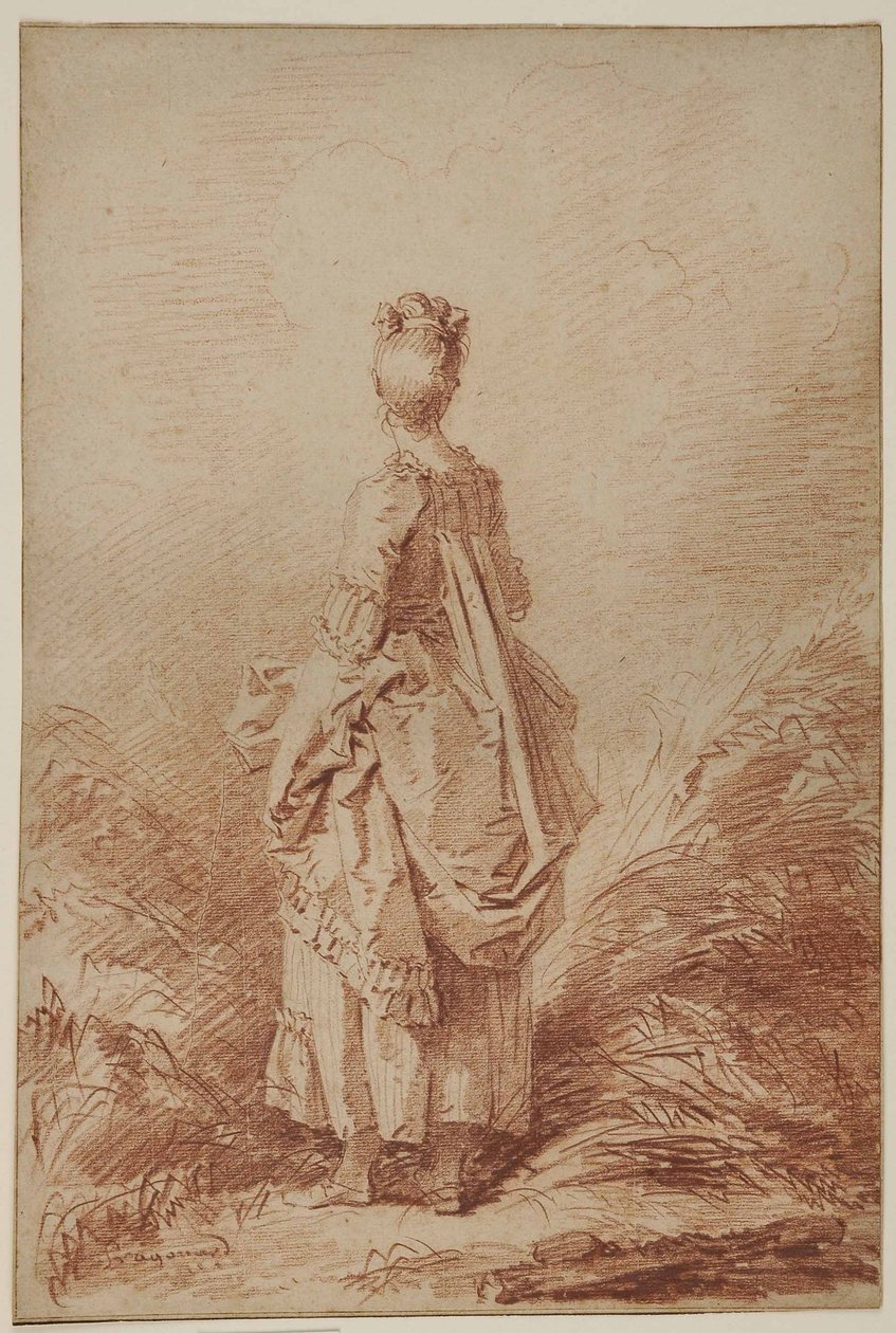 Jonge Vrouw die Achterom Kijkt door Jean Honore Fragonard