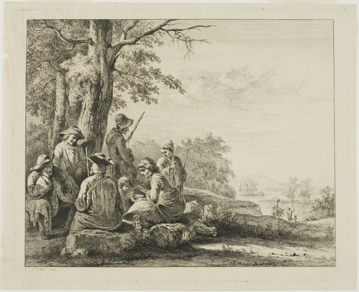 Gezinsscene in landschap door Jean Jacques de Boissieu