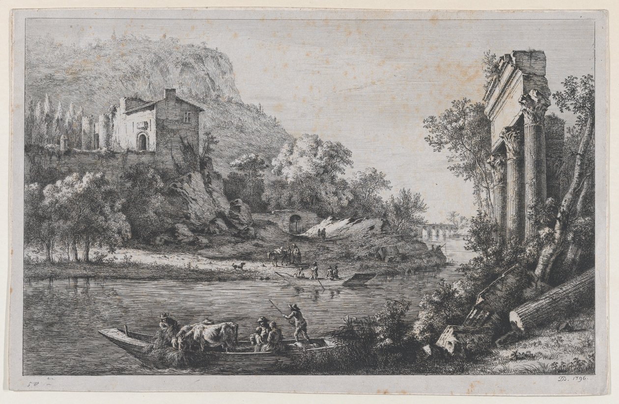 Rivieroversteek, 1796 door Jean Jacques de Boissieu