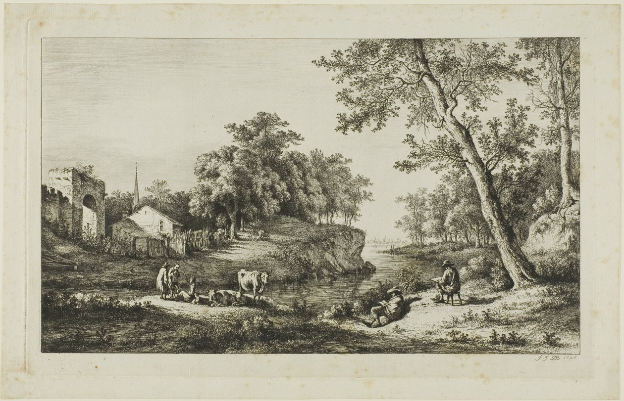 Rustiek landschap in Ambronay door Jean Jacques de Boissieu