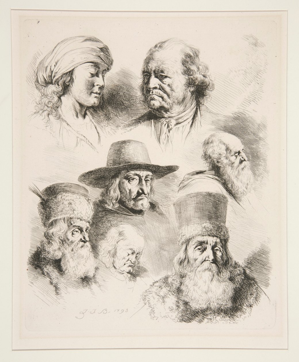 Zeven portretkoppen door Jean Jacques de Boissieu