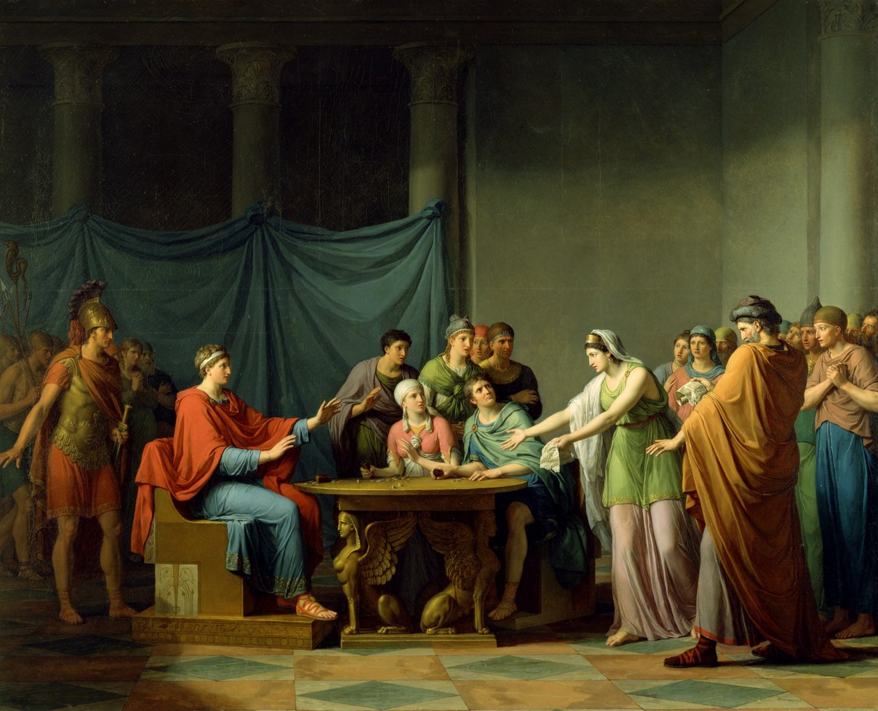 Berenice die Ptolemaeus terechtwijst door Jean Joseph Taillasson