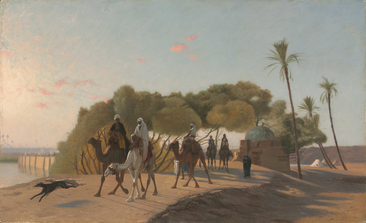 Het verlaten van de oase door Jean Leon Gerome