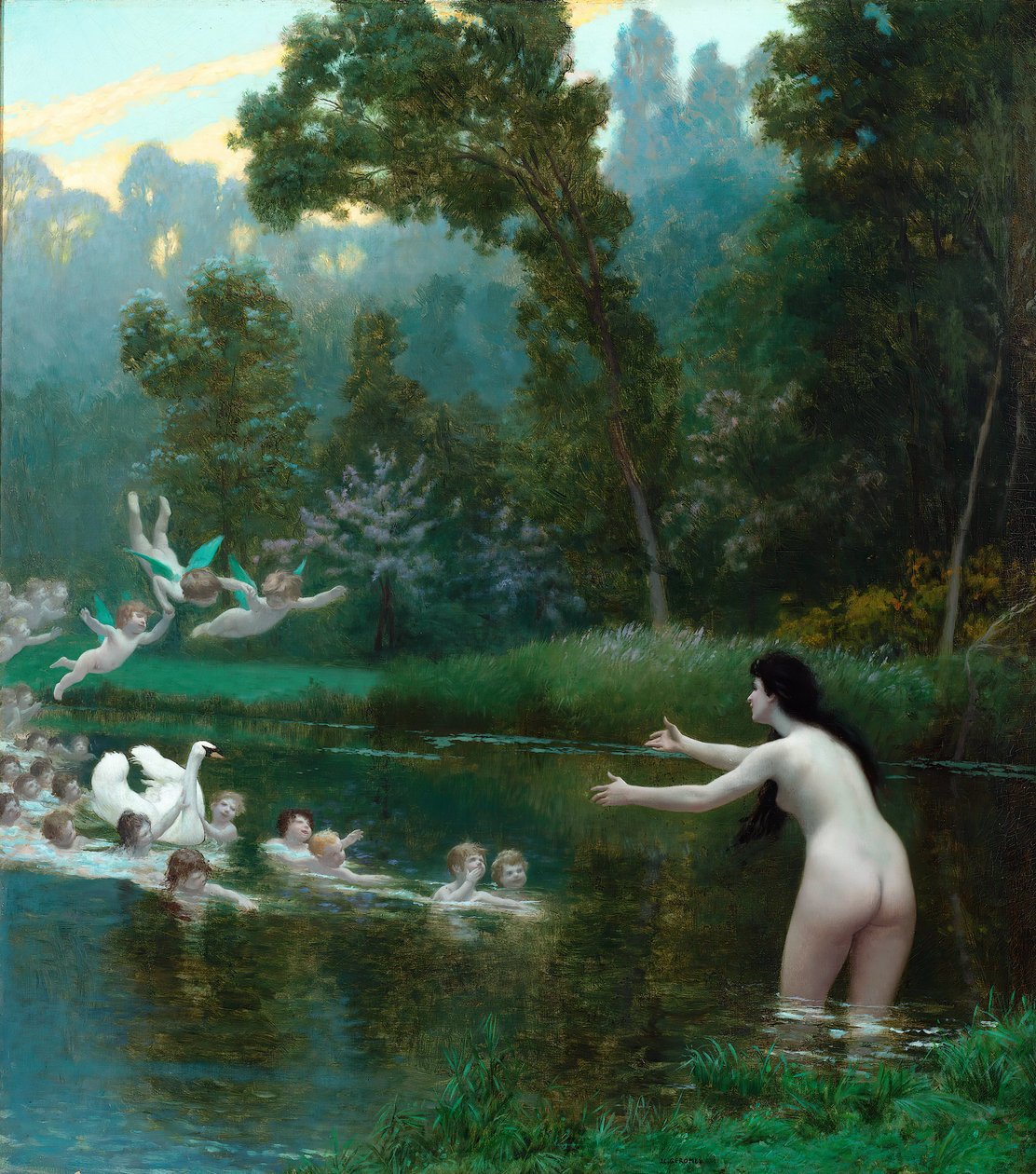 Leda en de zwaan door Jean Leon Gerome