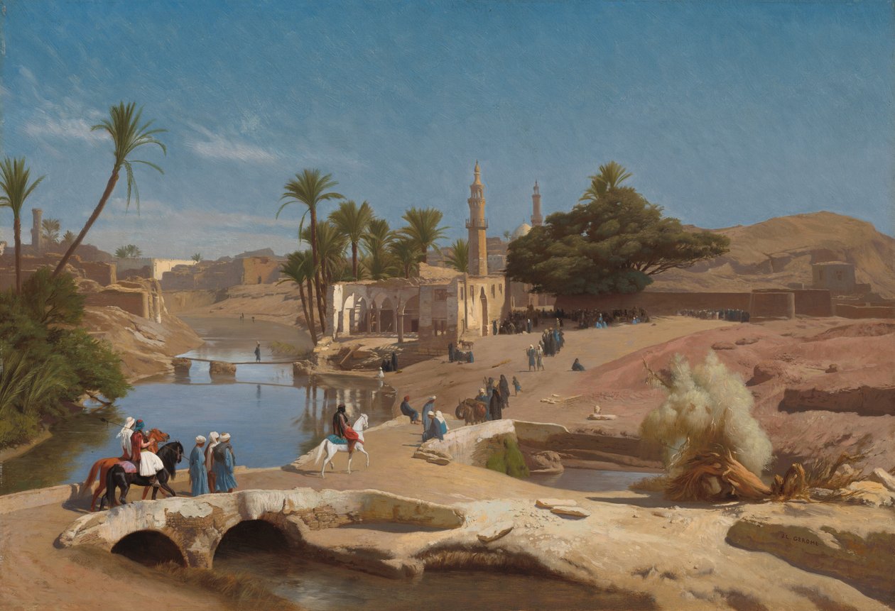 Uitzicht op Medinet El-Fayoum door Jean Leon Gerome