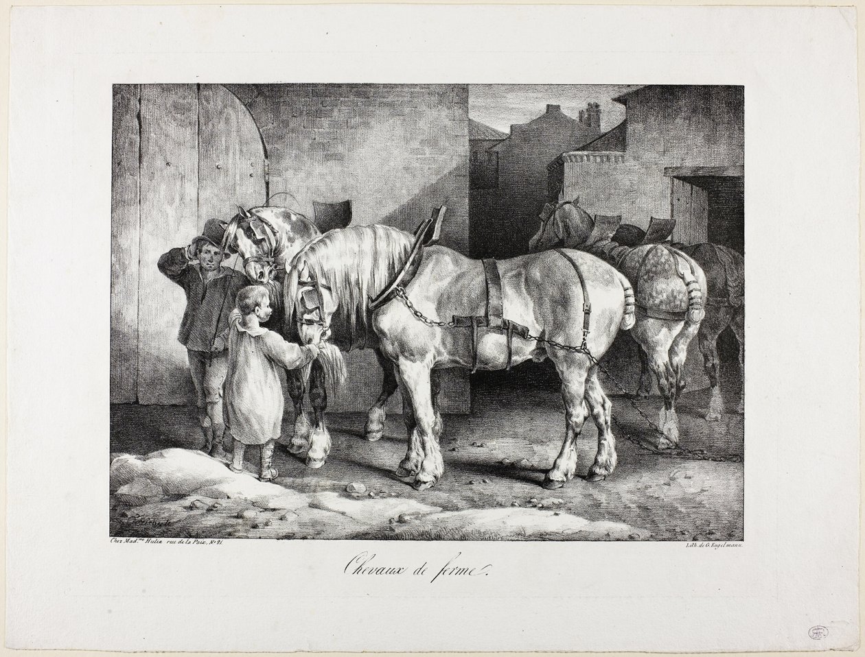 Boerderij Paarden door Jean Louis André Théodore Géricault