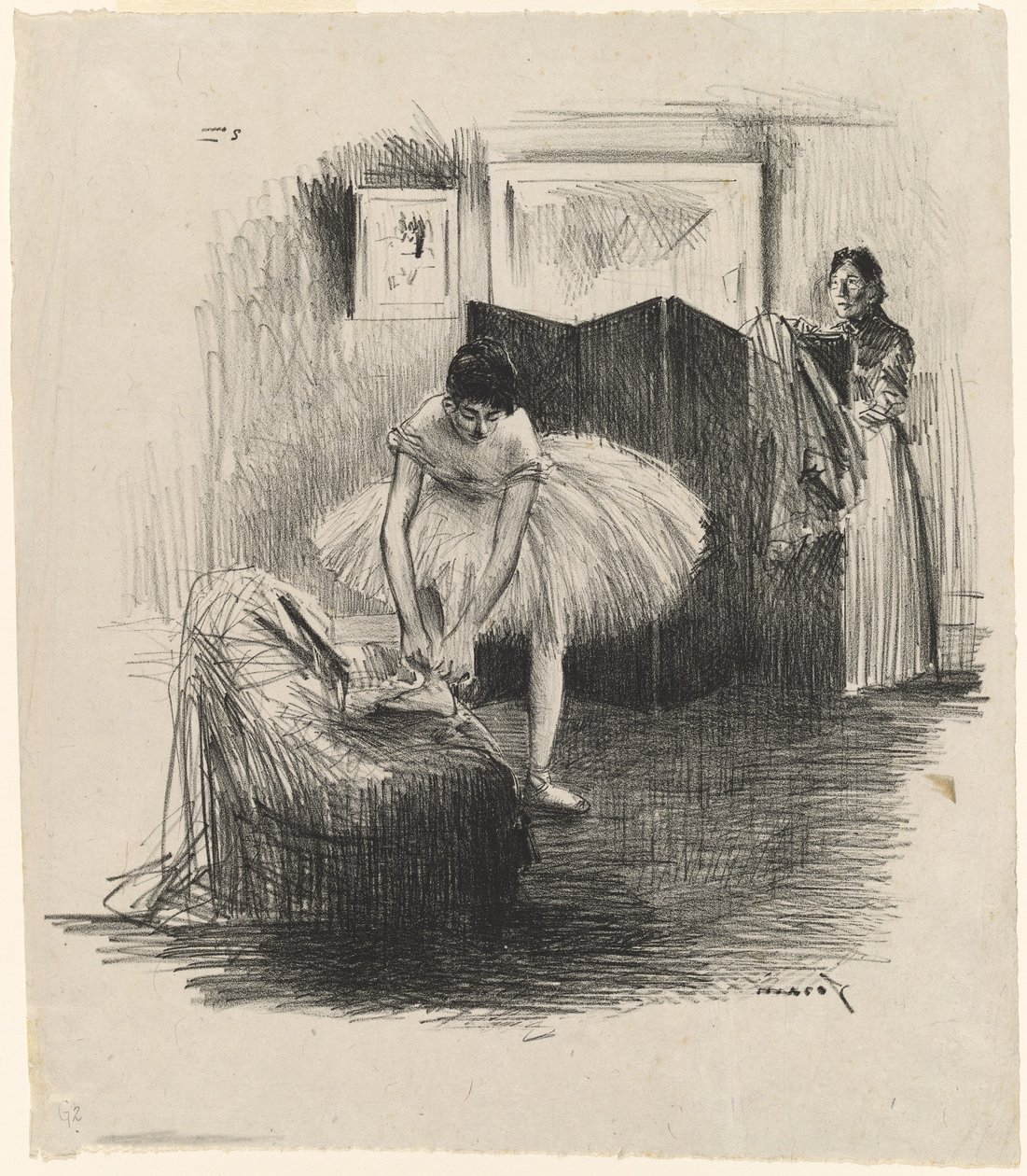 Danser die haar Slipper Strikt door Jean Louis Forain