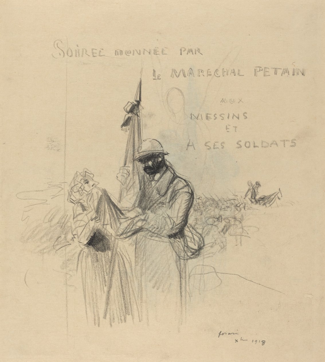 Le Baiser du Drapeau, 1918 door Jean Louis Forain