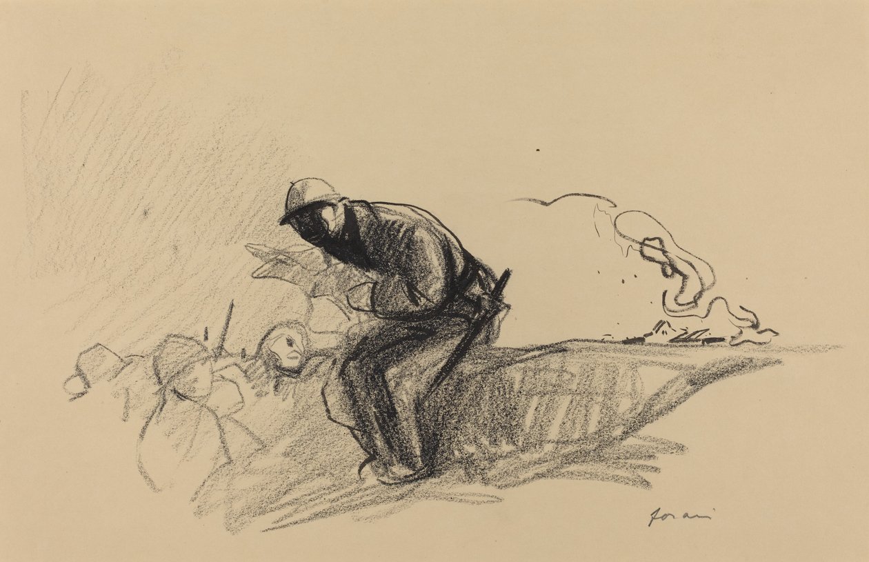 Nieuws in de Loopgraven door Jean Louis Forain