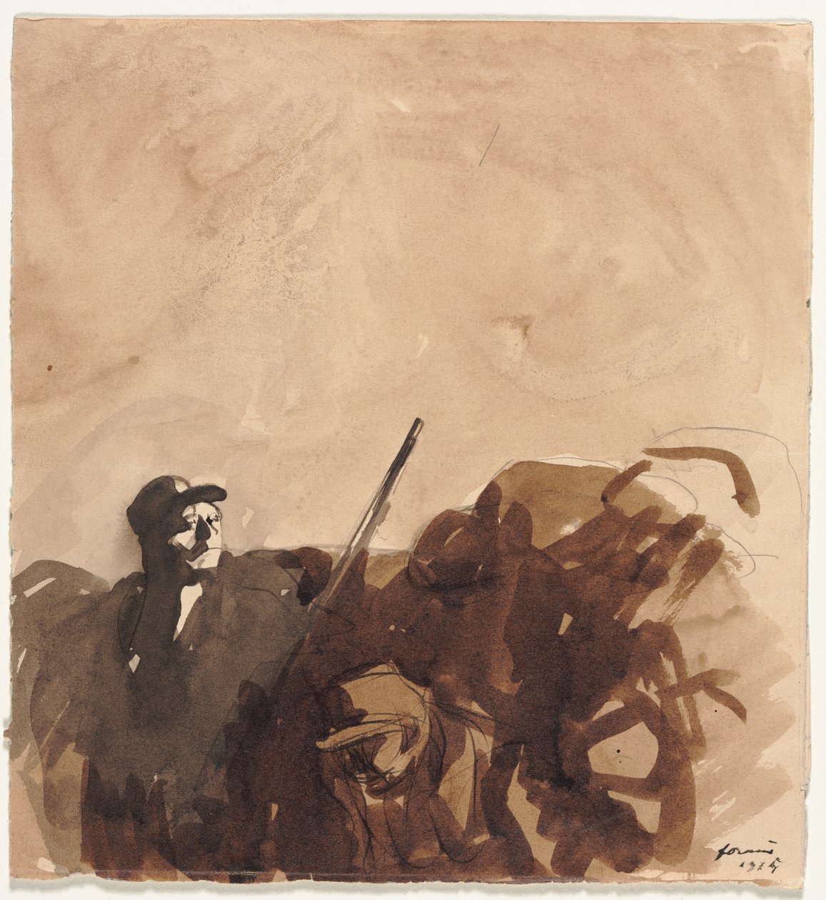 Soldaat in een Loopgraaf (recto) door Jean Louis Forain