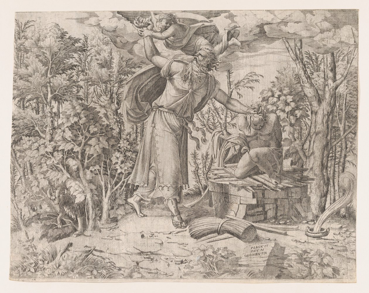 Abraham die Isaac offert, 1535-55 door Jean Mignon