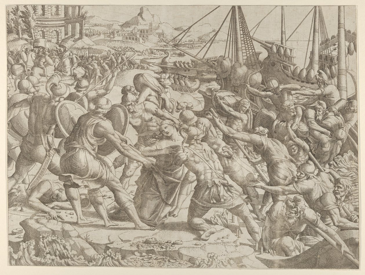 De ontvoering van Helena, 1535-55 door Jean Mignon