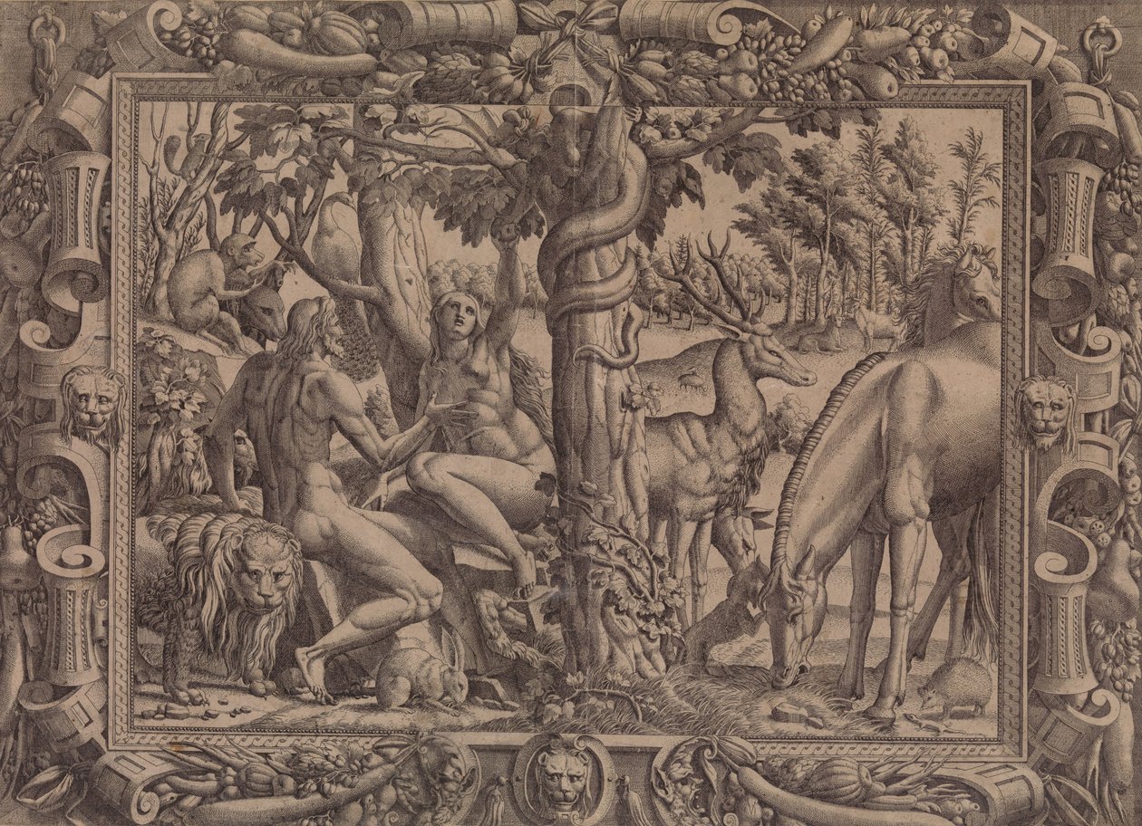De verleiding van Eva, 1535-55 door Jean Mignon