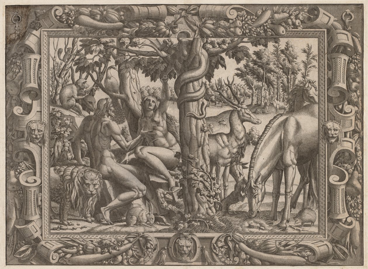 De Verleiding van Eva, ca. 1545-1547 door Jean Mignon