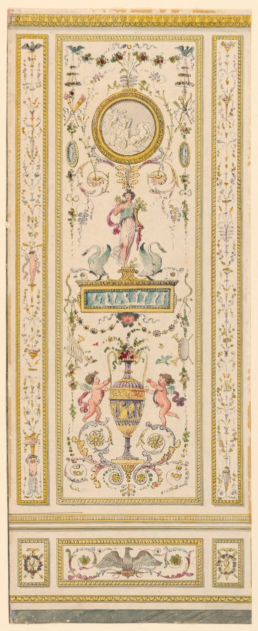 Tekening, ornamentpaneel, 1775-1800 door Jean Simeon Rousseau