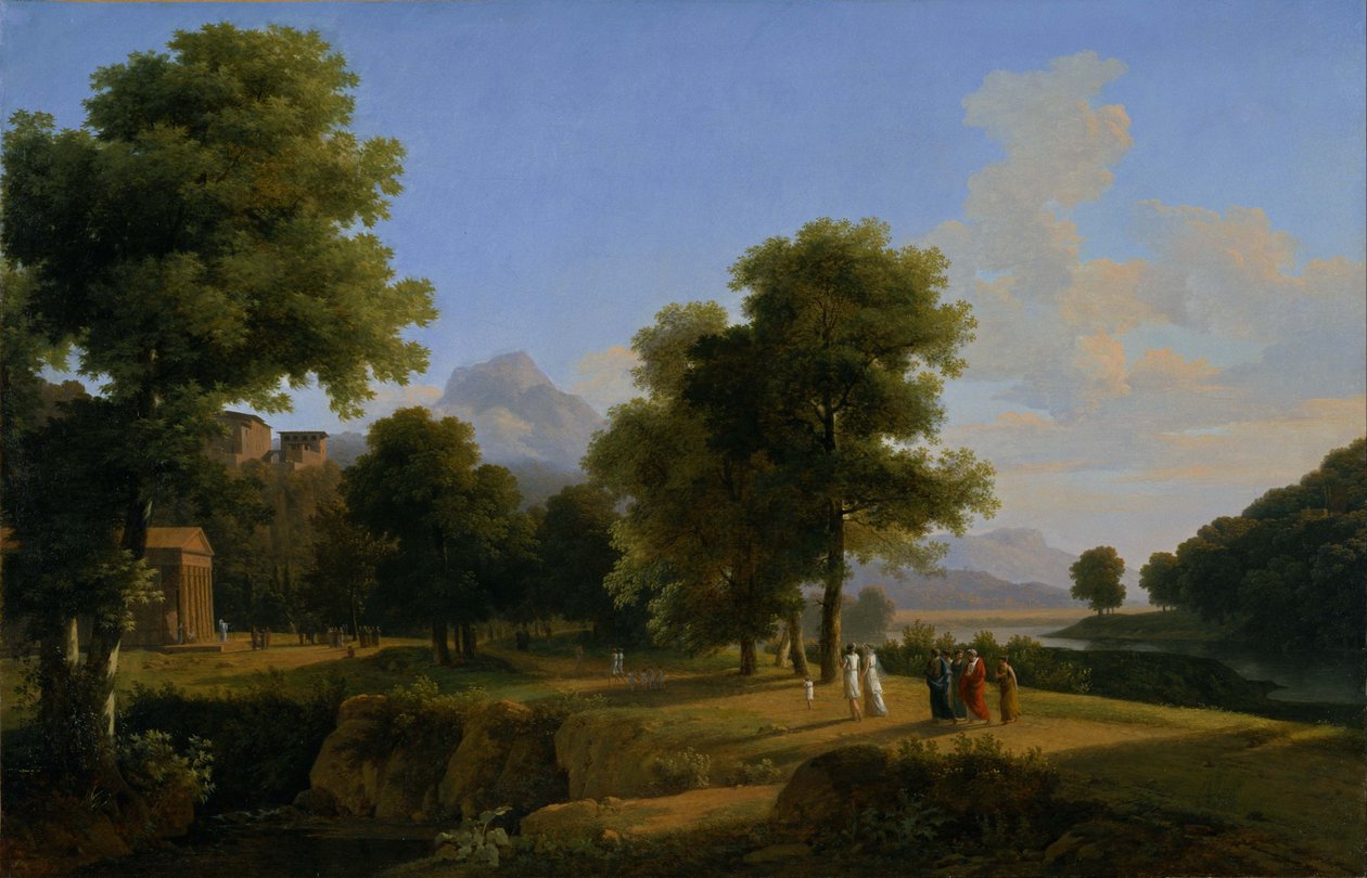 Grieks landschap. door Jean Victor Bertin