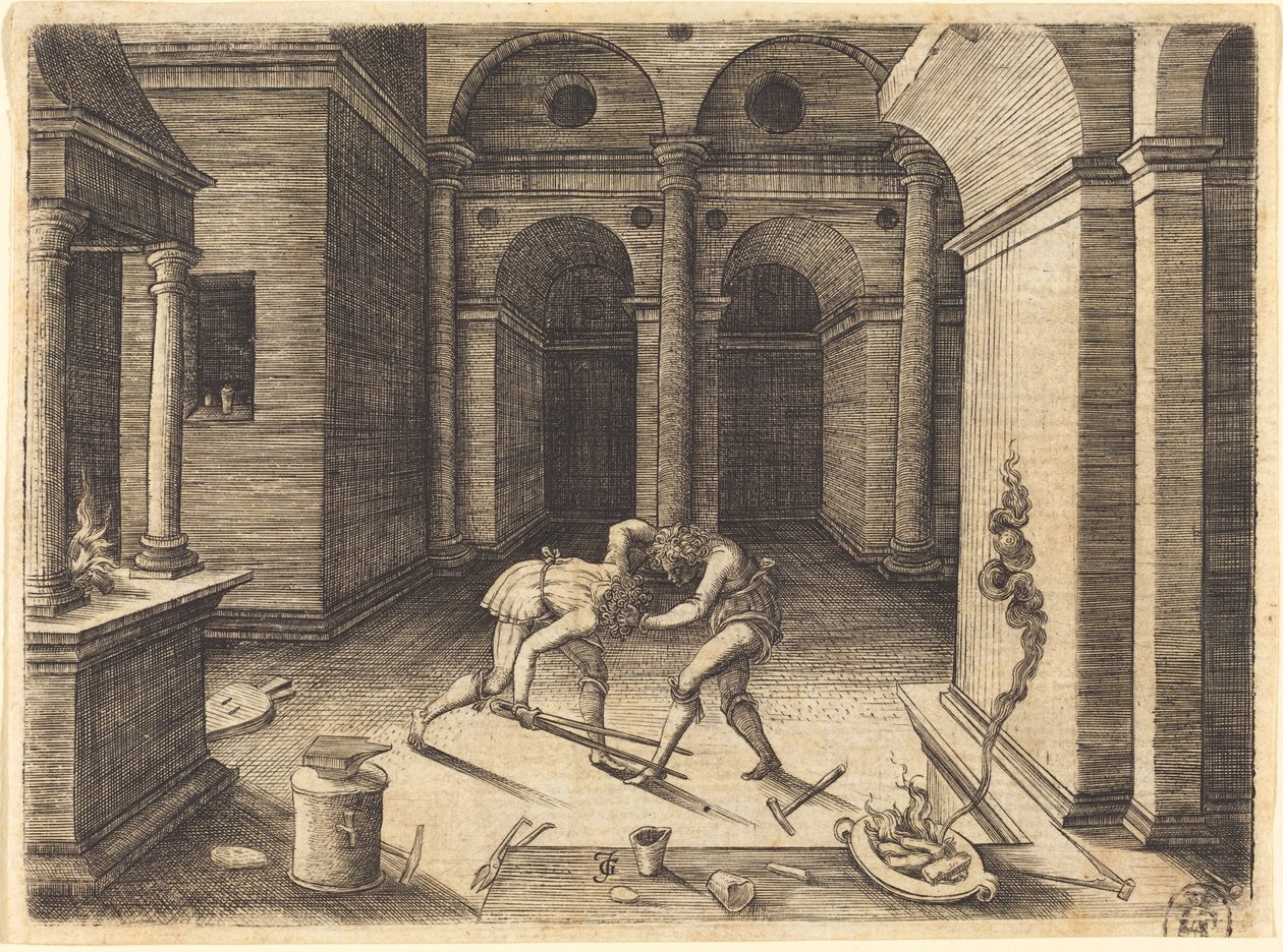 Twee Leerlingen die Vechten door Jean de Gourmont I