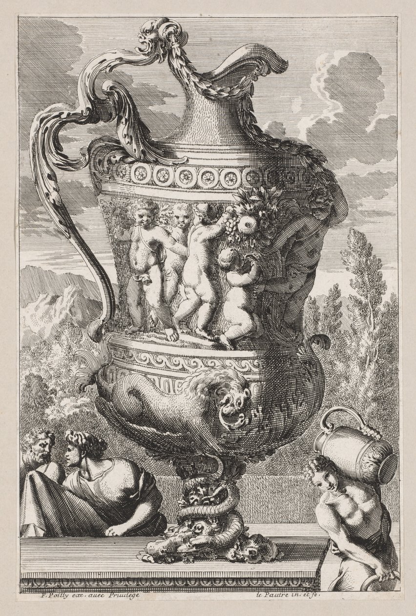 Decoratieve urn, 1600s door Jean le Pautre